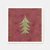 Serviette En Papier Arbre de Noël sur l'Arrière - plan rouge (Devant)