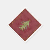 Serviette En Papier Arbre de Noël sur l'Arrière - plan rouge (Coin)