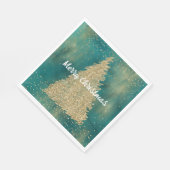 Serviette En Papier Arbre de Noël turquoise Parties scintillant verte  (Coin)