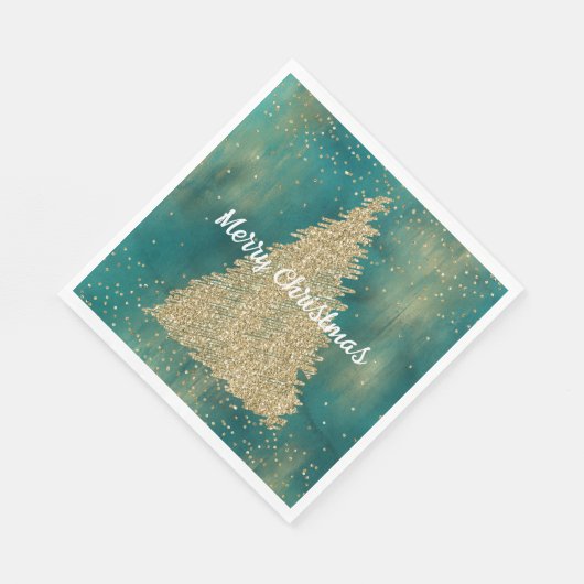 Serviette En Papier Arbre de Noël turquoise Parties scintillant verte  (Coin)