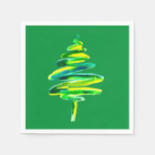 Serviette En Papier Arbre de Noël vert aquarelle abstraite (Devant)