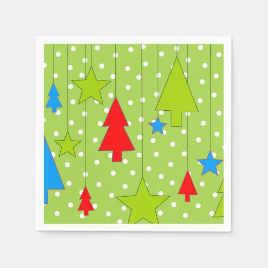 Serviette En Papier Arbre de Noël vert et blanc (Devant)