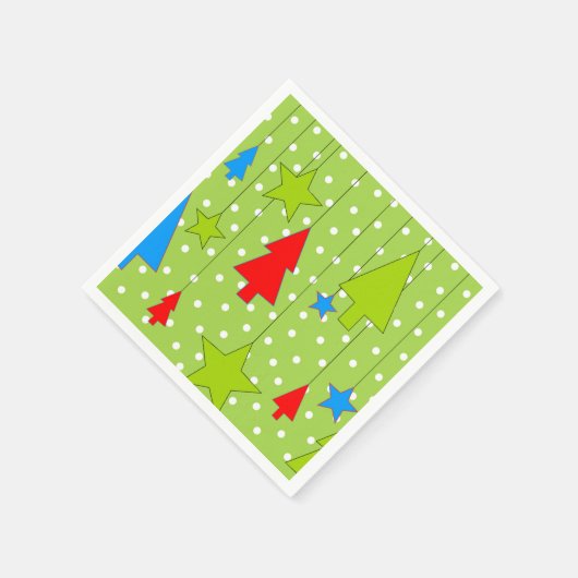 Serviette En Papier Arbre de Noël vert et blanc (Coin)