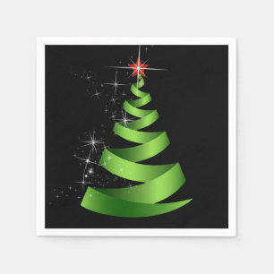 Serviette En Papier Arbre de Noël vert étincelant