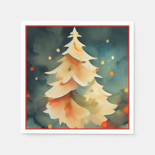 Serviette En Papier Arbre de Noël vibrant et fête de Noël illuminée (Devant)