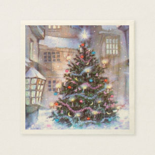 Serviette En Papier Arbre de Noël Vintage