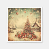 Serviette En Papier Arbre de Noël Vintage (Devant)
