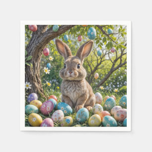 Serviette En Papier Arbre de Pâques avec lapin