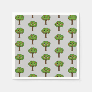 Serviette En Papier Arbre de pomme souriant Kawaii