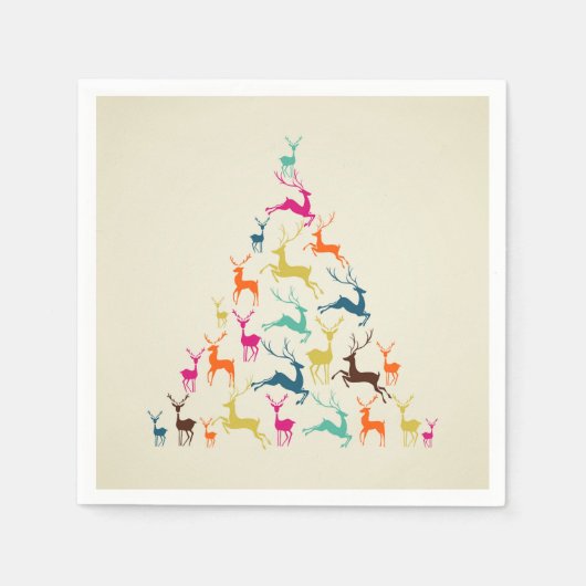 Serviette En Papier Arbre de rennes de Noël jolie (Devant)