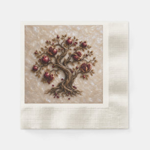 Serviette En Papier Arbre de Vie avec Grenades   Art en Relief 3D