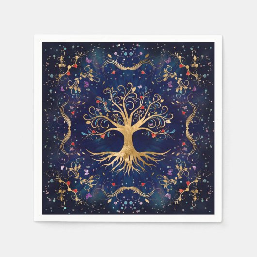 Serviette En Papier Arbre de vie coloré - Yggdrasil (Devant)