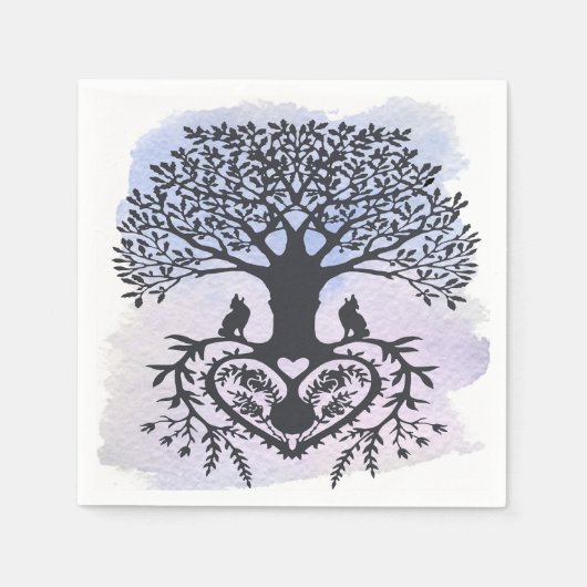 Serviette En Papier Arbre de vie d'art populaire (Devant)