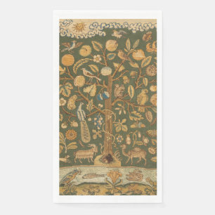 Serviette En Papier Arbre de vie et licorne en broderie anglaise ancie