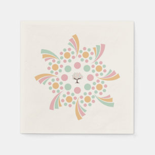 Serviette En Papier Arbre de Vie Mandala Pastel