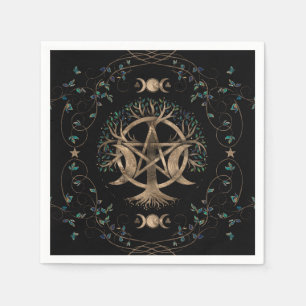 Serviette En Papier Arbre de vie Pentagram Moon Ornement