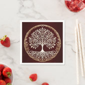 Serviette En Papier Arbre de vie Rustique rouge foncé Mariage celtique (En situation)