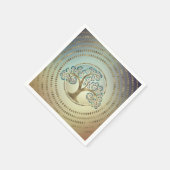 Serviette En Papier Arbre de vie Spirale dorée et marbre (Coin)