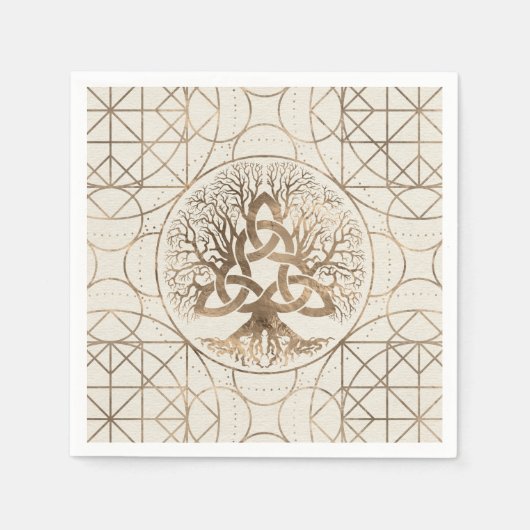 Serviette En Papier Arbre de vie - Yggdrasil avec l'or Triquetra Paste (Devant)