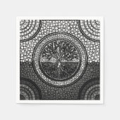 Serviette En Papier Arbre de vie - Yggdrasil - Dot Art Grayscale (Devant)