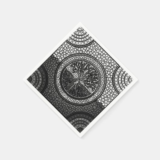 Serviette En Papier Arbre de vie - Yggdrasil - Dot Art Grayscale (Coin)
