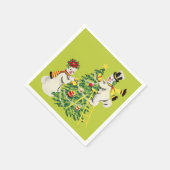 Serviette En Papier Arbre décoré de neiges rétro pour Noël (Coin)