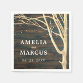 Serviette En Papier Arbre d'hiver rustique Mariage en bois foncé (Devant)