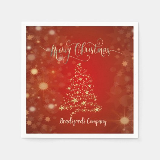 Serviette En Papier Arbre d'or de Noël élégant (Devant)