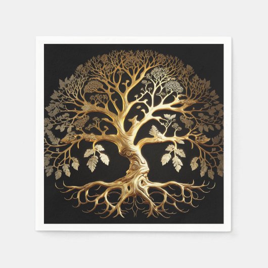 Serviette En Papier Arbre doré de la vie Yggdrasil (Devant)