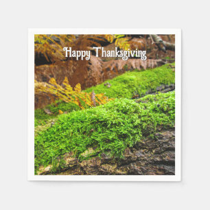 Serviette En Papier Arbre écorce dans la mousse d'automne - Thanksgivi