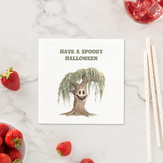 Serviette En Papier Arbre effrayant d'Halloween (En situation)