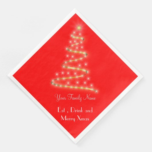 Serviette En Papier Arbre moderne de Noël en rouge vif (Coin)