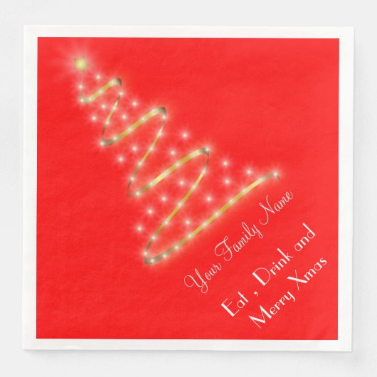 Serviette En Papier Arbre moderne de Noël en rouge vif (Devant)