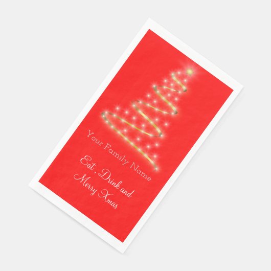 Serviette En Papier Arbre moderne de Noël en rouge vif (Coin)