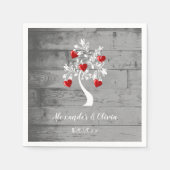 Serviette En Papier Arbre rouge des coeurs Fête des mariées Napkin (Devant)