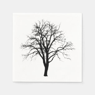 Serviette En Papier Arbre Sans Feuilles En Silhouette Hiver