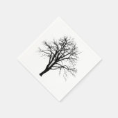 Serviette En Papier Arbre Sans Feuilles En Silhouette Hiver (Coin)