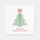 Serviette En Papier Arbre simple avec bow Noël moderne (Devant)