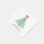 Serviette En Papier Arbre simple avec bow Noël moderne (Coin)