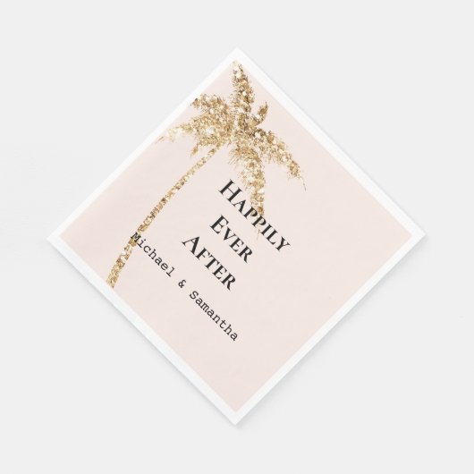 Serviette En Papier Arbre tropical à palmier pailleté or (Coin)