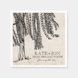 Serviette En Papier Arbre Vintage à percussion noire