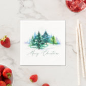 Serviette En Papier Arbres à l'aquarelle (En situation)