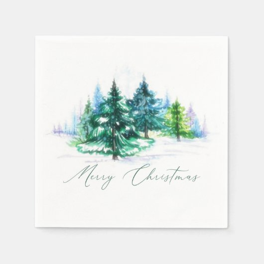 Serviette En Papier Arbres à l'aquarelle (Devant)