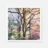SERVIETTE EN PAPIER ARBRES ABSTRAITS AUTOMNE (Devant)