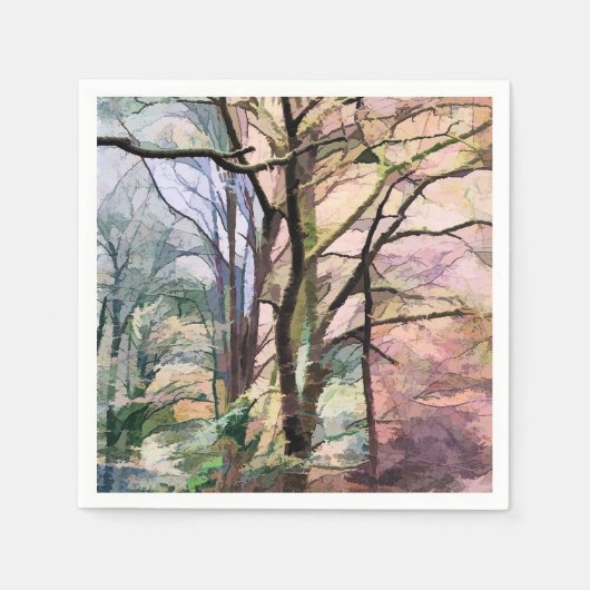 SERVIETTE EN PAPIER ARBRES ABSTRAITS AUTOMNE (Devant)