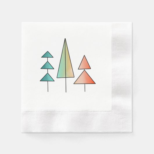 Serviette En Papier arbres arc-en-ciel modernes du milieu du siècle ro (Devant)