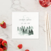 Serviette En Papier Arbres boisés minimaux Mariage vert rustique (En situation)