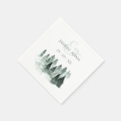 Serviette En Papier Arbres boisés minimaux Mariage vert rustique (Coin)