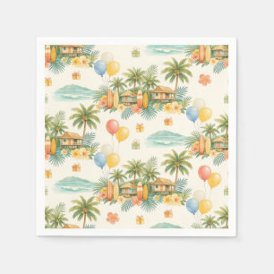 Serviette En Papier Arbres de naissance d'été Planches de surf vintage