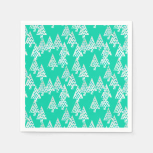 Serviette En Papier Arbres de Noël à fleurs modernes - vert de mer